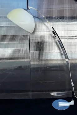 Online Pamono Large Vintage German Arch Lamp with Chrome-Plated Frame, Cream-White Foot on Chrome-Plated Base Plate & Original Cream-White Plastic Screen from from Sölken, 1960s