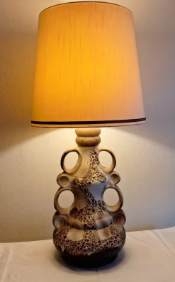 Clearance Pamono Large Vintage German Table Lamp with Gray-Brown Ceramic Base, 1970s