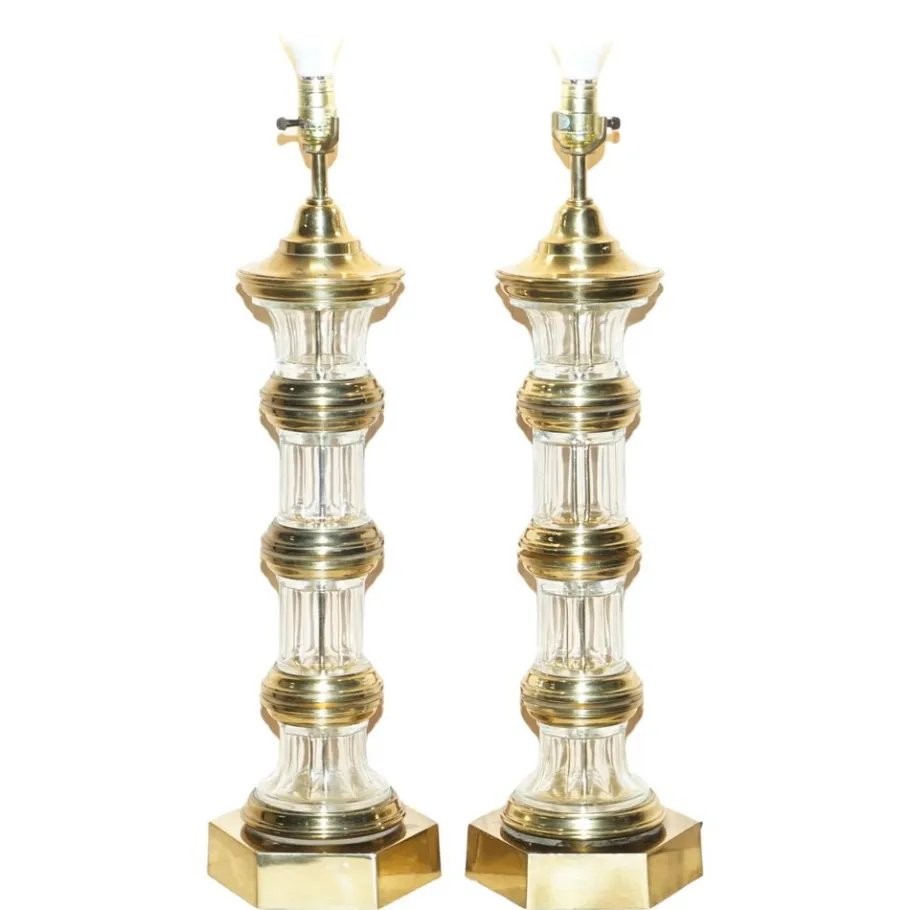 Sale Pamono Large Vintage Glass Lighthouse Table Lamps, Set of 2