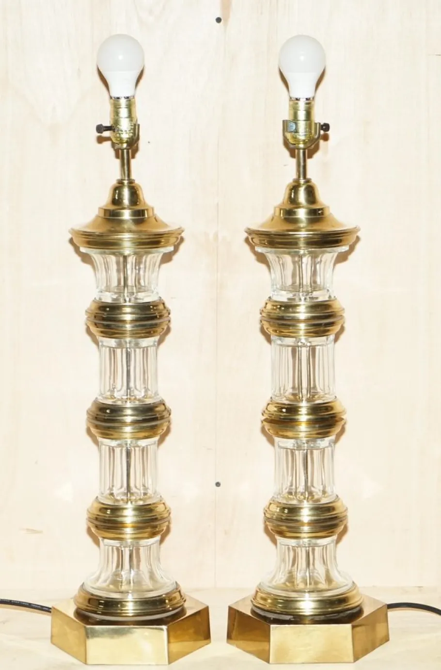 Sale Pamono Large Vintage Glass Lighthouse Table Lamps, Set of 2