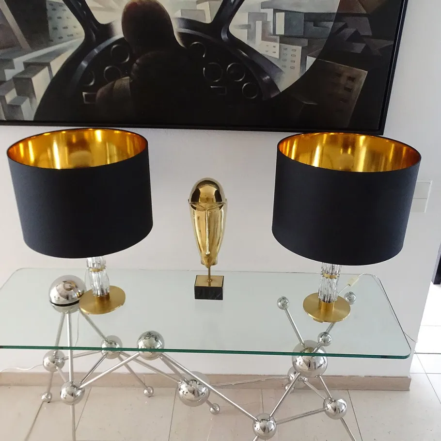 Best Pamono Large Vintage Glass Table Lamps from Kaiser, Set of 2