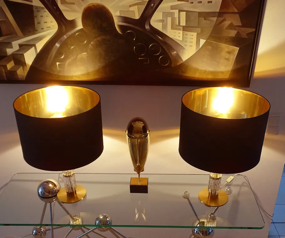 Best Pamono Large Vintage Glass Table Lamps from Kaiser, Set of 2