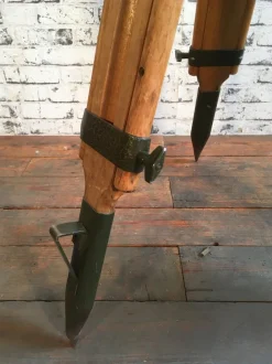 Pamono Large Vintage Gray Industrial Spotlight on Wooden Tripod