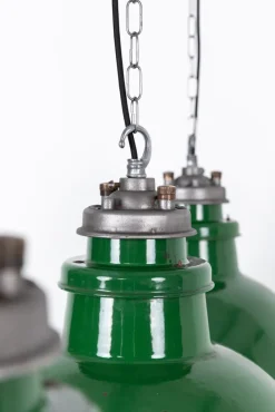 Best Pamono Large Vintage Industrial Green Enamel Pendant Light from Revo