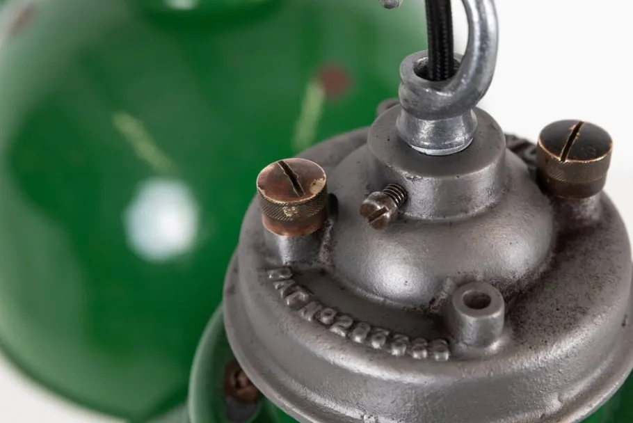 Best Pamono Large Vintage Industrial Green Enamel Pendant Light from Revo