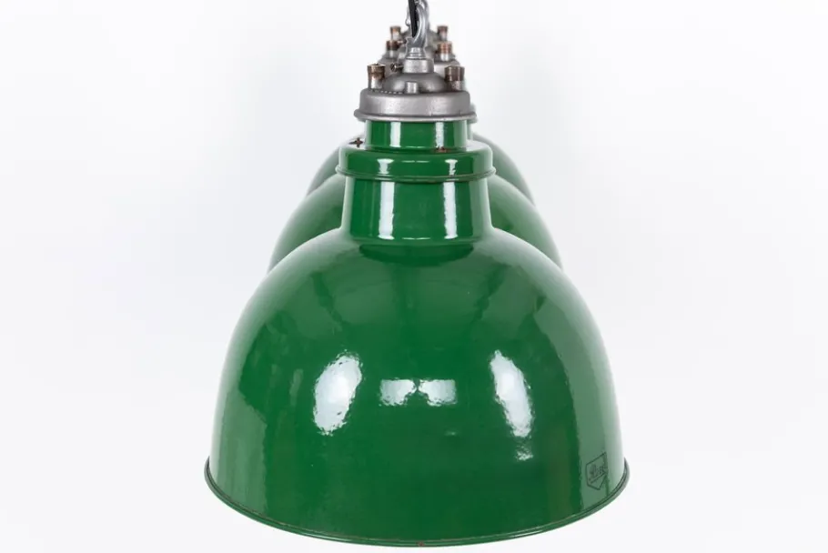 Best Pamono Large Vintage Industrial Green Enamel Pendant Light from Revo