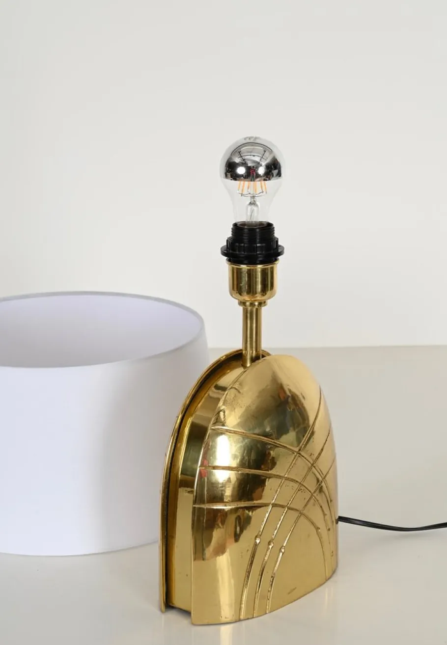 Pamono Large Vintage Italian Brass Table Lamp by Paolo Piva, 1970s