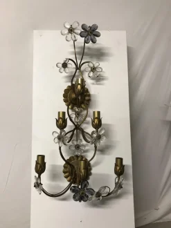 Online Pamono Large Vintage Italian Single Wall Light with Murano Glass Flowers