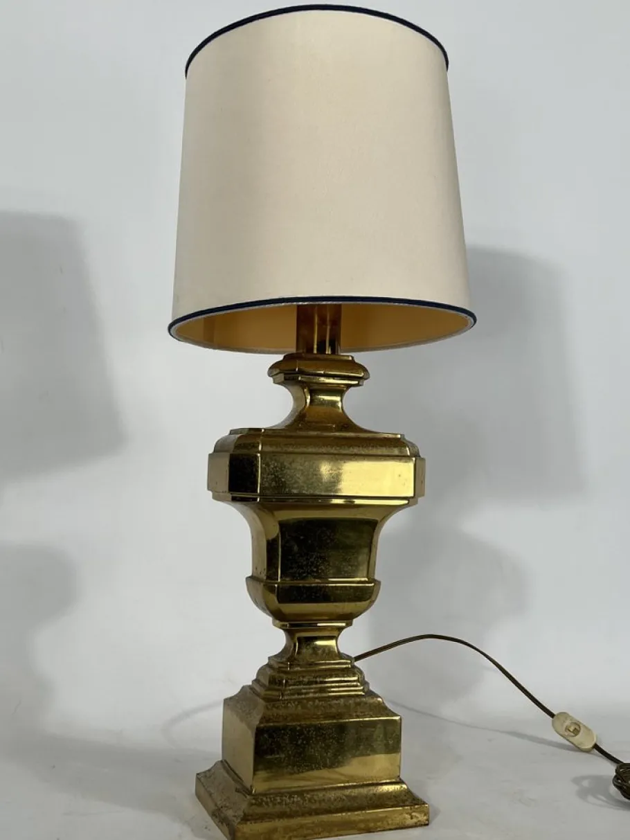 Hot Pamono Large Vintage Italian Solid Brass Table Lamp, 1950s