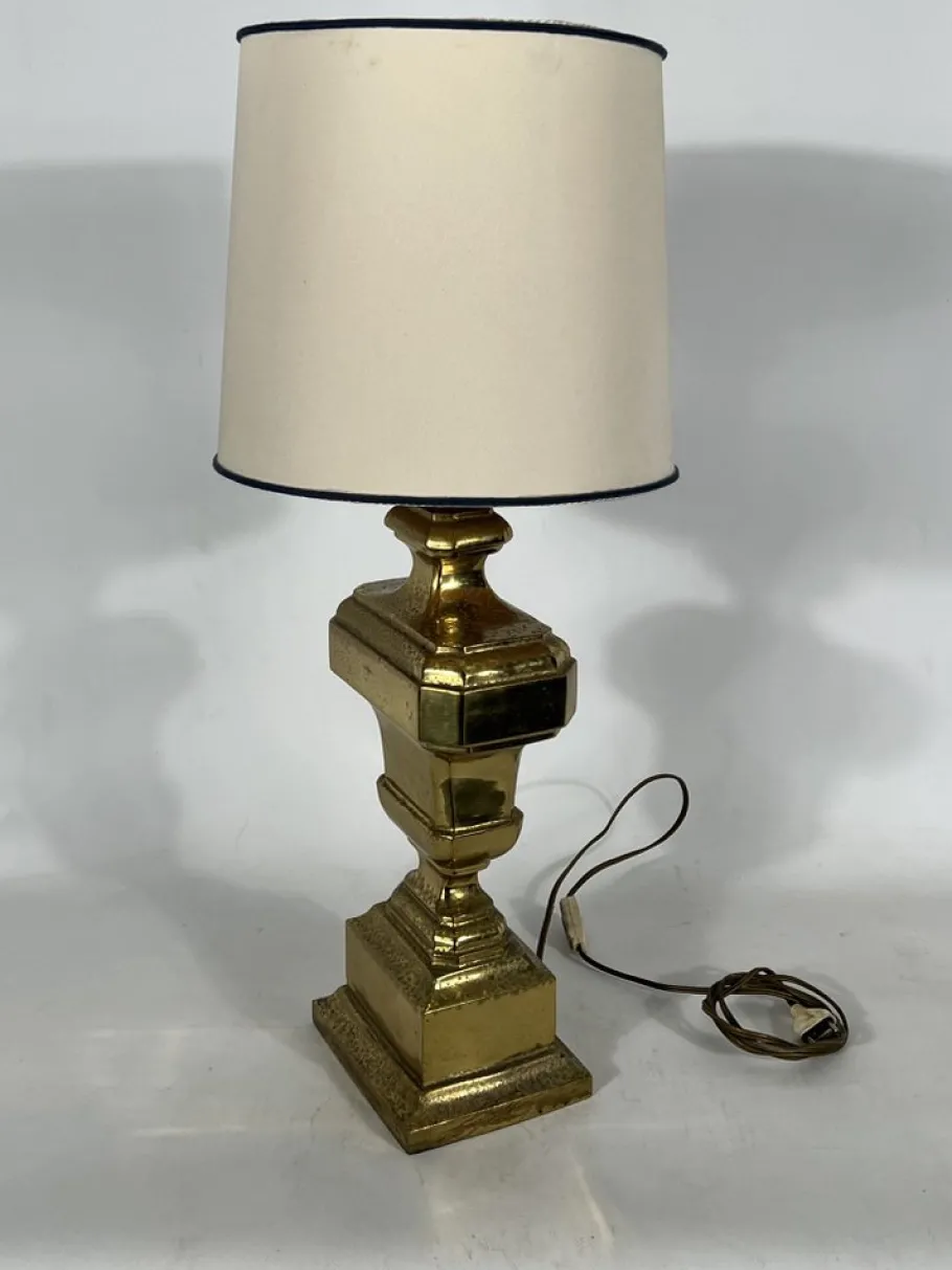 Hot Pamono Large Vintage Italian Solid Brass Table Lamp, 1950s