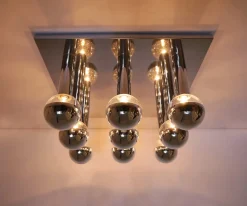 Discount Pamono Large Vintage Space Age Chrome-Plated Ceiling Lamp by Motoko Ishii for Staff, 1970s