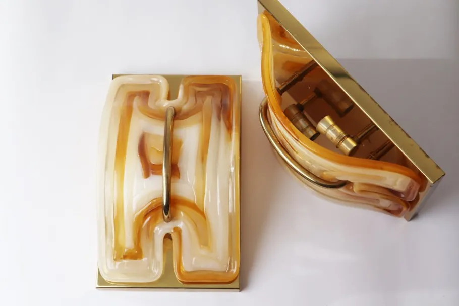 Best Pamono Large Wall Lamp in Crystal & Brass from Cosack, 1970s