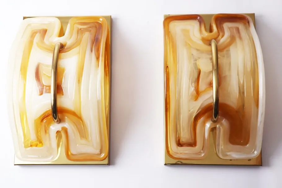 Best Pamono Large Wall Lamp in Crystal & Brass from Cosack, 1970s