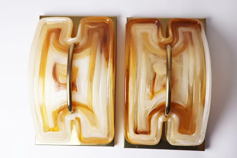 Best Pamono Large Wall Lamp in Crystal & Brass from Cosack, 1970s