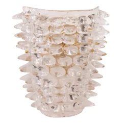 Hot Pamono Large Wall Lamp with Spikes, Gold Finish Frame and Thick and Massive Transparent Murano Glass, 1990s