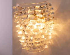 Hot Pamono Large Wall Lamp with Spikes, Gold Finish Frame and Thick and Massive Transparent Murano Glass, 1990s