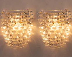 Hot Pamono Large Wall Lamp with Spikes, Gold Finish Frame and Thick and Massive Transparent Murano Glass, 1990s