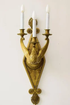 Online Pamono Large Wall Lamp with Swan Figure, 1880s