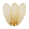 Hot Pamono Large Wall Lights with 3 Murano Glass Amber Color Leaves and Gold Structure, Italy