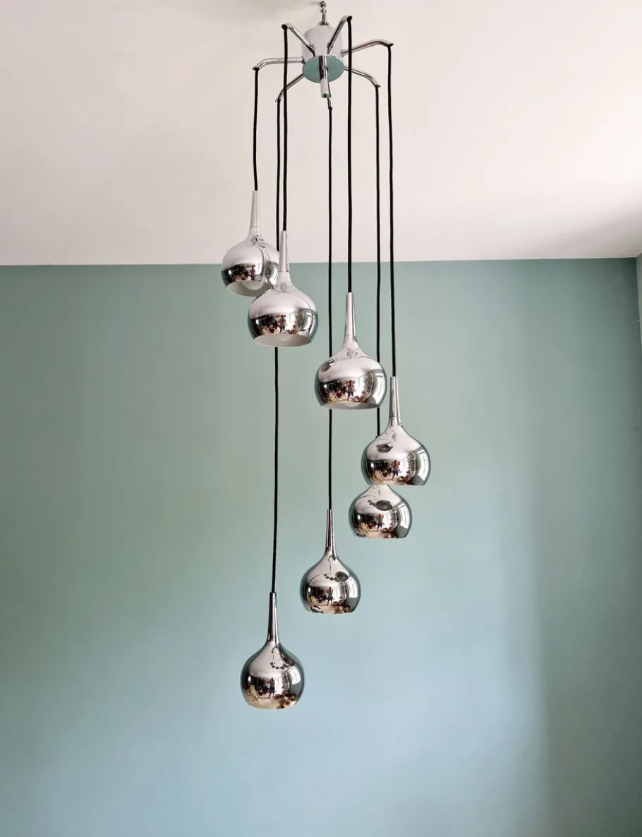 Best Pamono Large Waterfall Chandelier in Chromed Metal by Hans Agne Jakobsson for Hans-Agne Jakobsson AB Markaryd, 1960s
