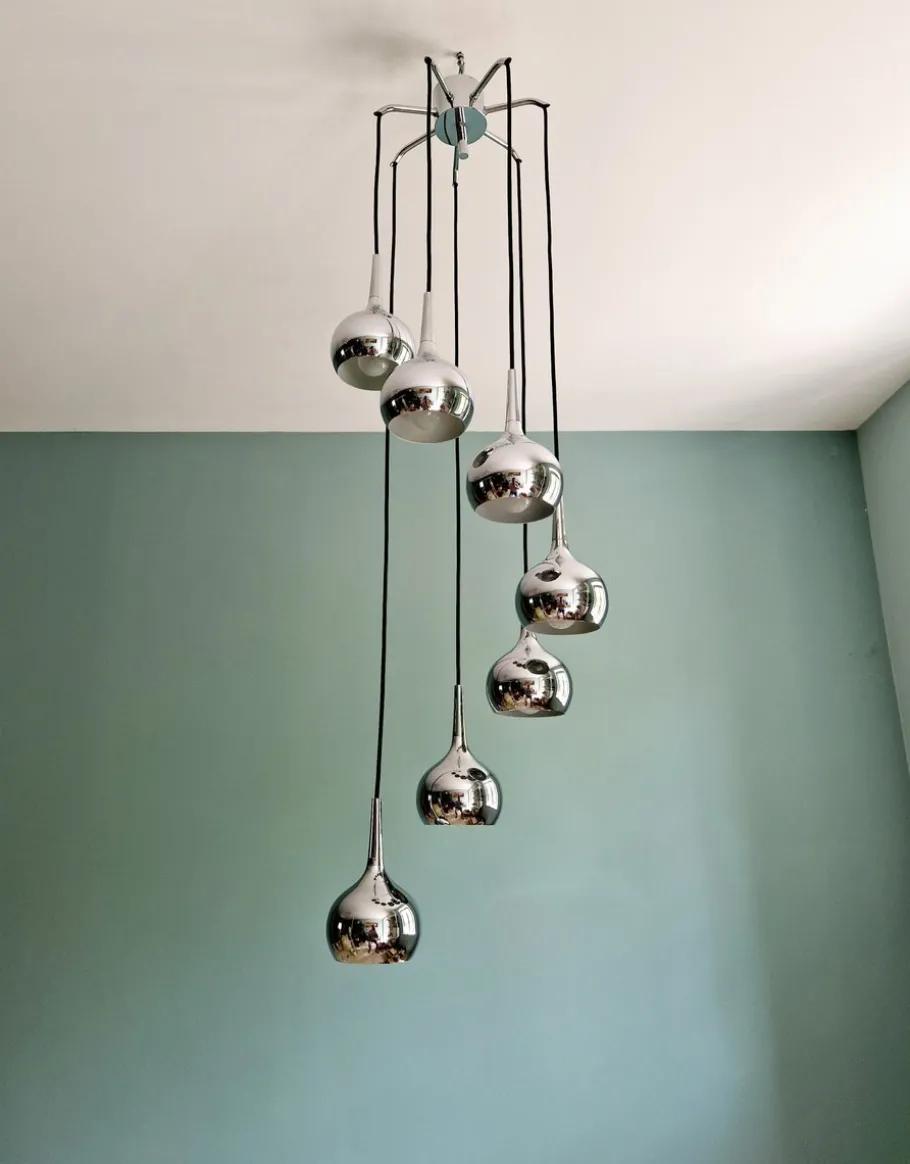 Best Pamono Large Waterfall Chandelier in Chromed Metal by Hans Agne Jakobsson for Hans-Agne Jakobsson AB Markaryd, 1960s