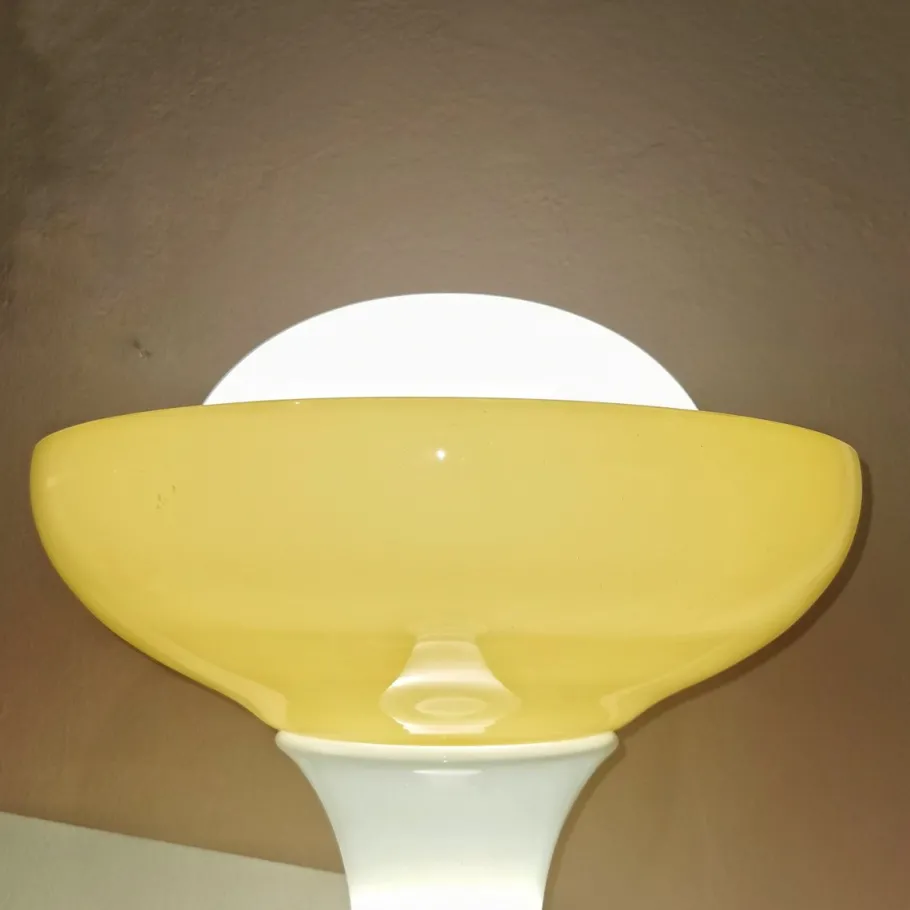 Best Pamono Large White and Yellow Murano Glass Column Lamp, 1960s