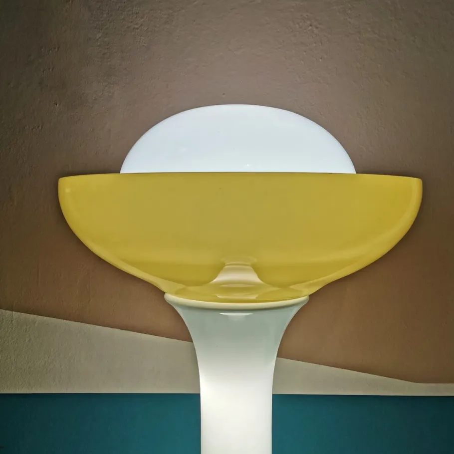 Best Pamono Large White and Yellow Murano Glass Column Lamp, 1960s