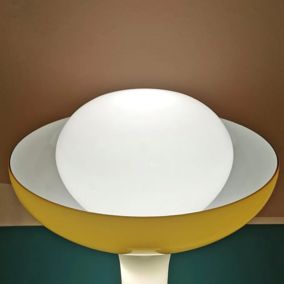Best Pamono Large White and Yellow Murano Glass Column Lamp, 1960s