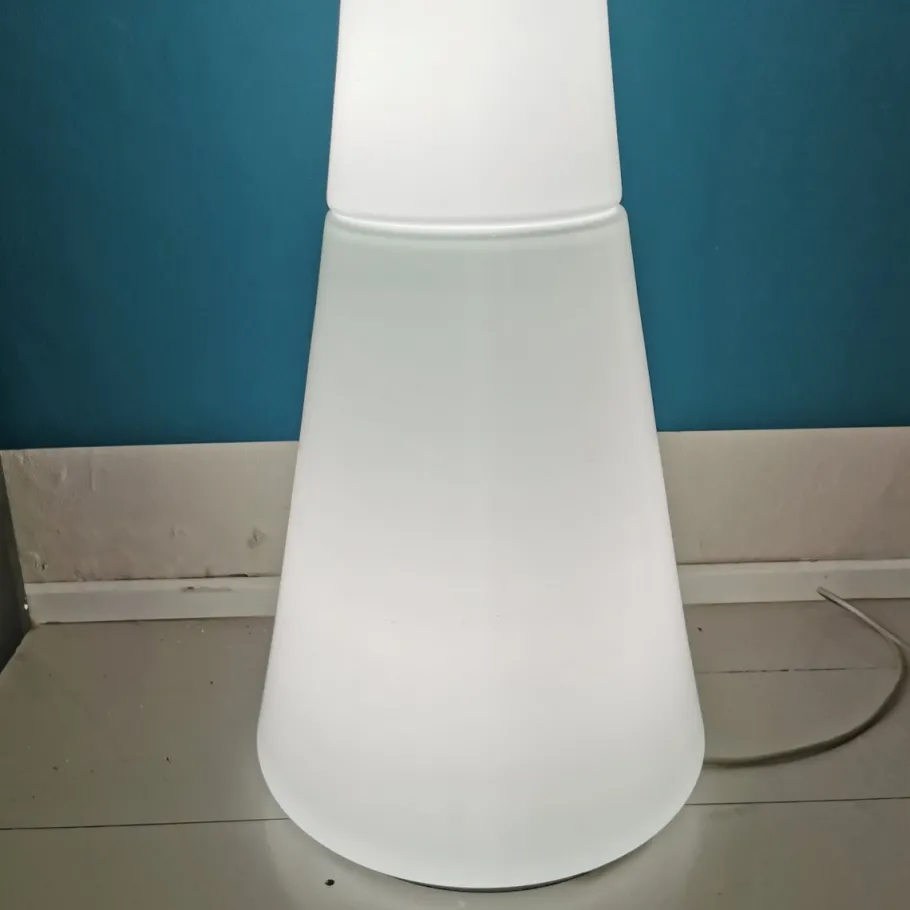 Best Pamono Large White and Yellow Murano Glass Column Lamp, 1960s