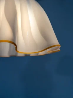 Clearance Pamono Large White Glass Pendant Light by Kalmar Fazzoletto, 1970s