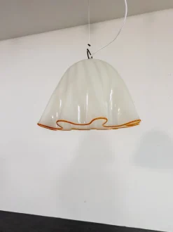Clearance Pamono Large White Glass Pendant Light by Kalmar Fazzoletto, 1970s