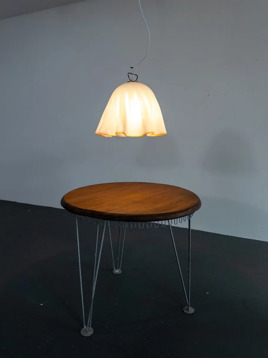 Clearance Pamono Large White Glass Pendant Light by Kalmar Fazzoletto, 1970s