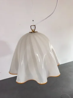 Clearance Pamono Large White Glass Pendant Light by Kalmar Fazzoletto, 1970s