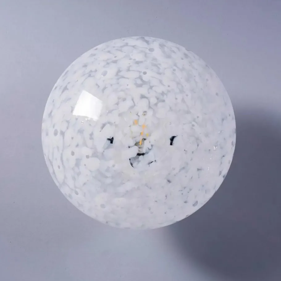 New Pamono Large White Mottled Goto Glass Pendant Lamp, 1950