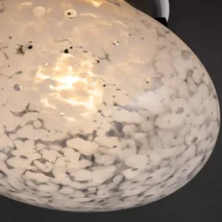 New Pamono Large White Mottled Goto Glass Pendant Lamp, 1950