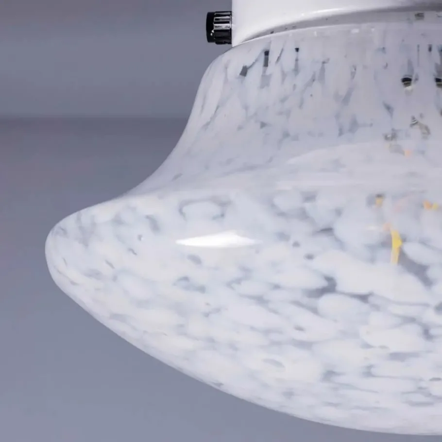 New Pamono Large White Mottled Goto Glass Pendant Lamp, 1950