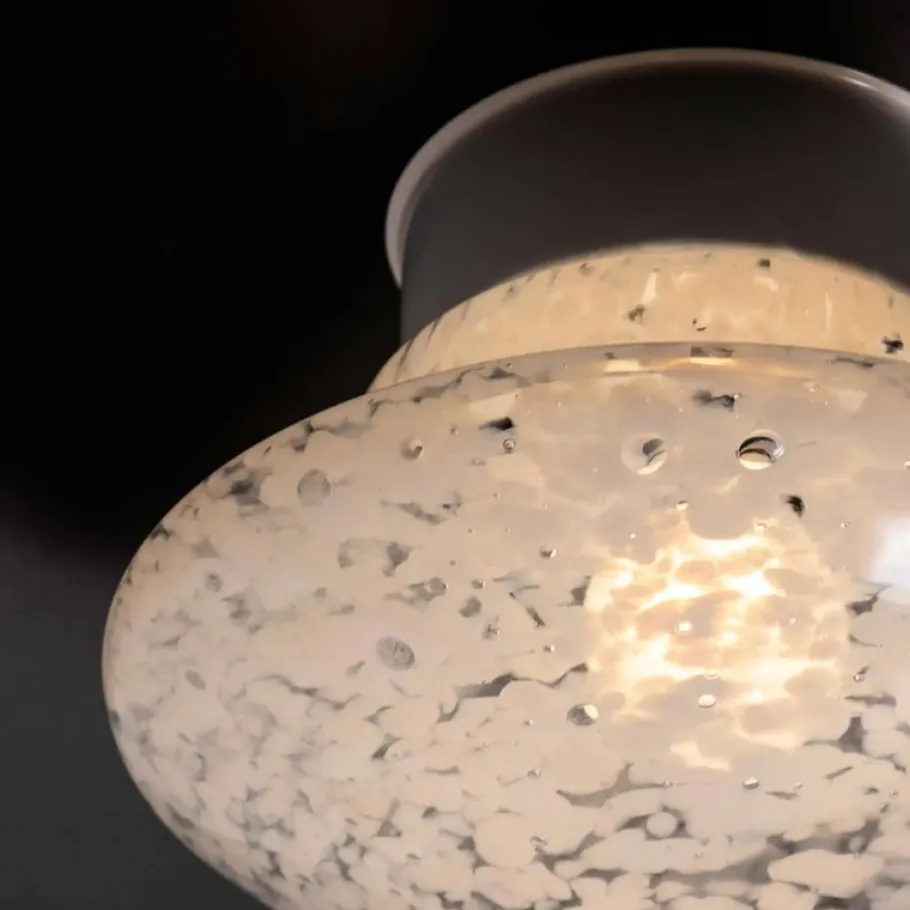 New Pamono Large White Mottled Goto Glass Pendant Lamp, 1950