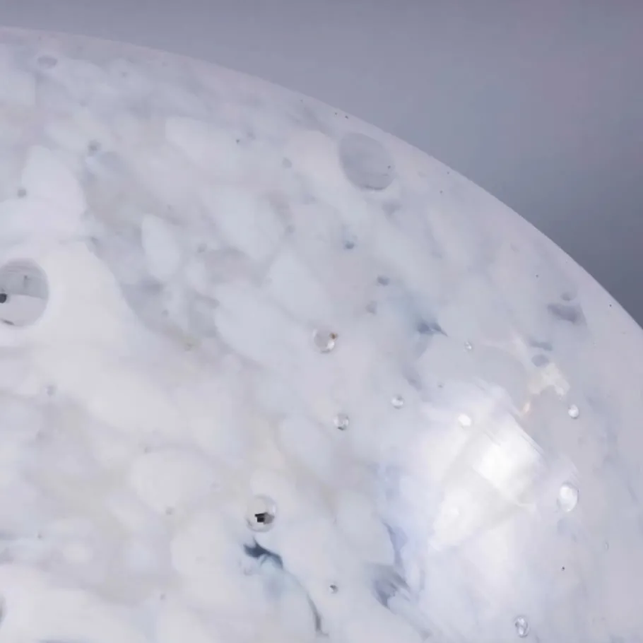 New Pamono Large White Mottled Goto Glass Pendant Lamp, 1950