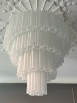 Online Pamono Large White Murano Glass Tronchi Chandeliers in the style of Venini