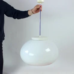 Sale Pamono Large White Opaline Ceiling Lamp, Former Czechoslovakia, 1960s