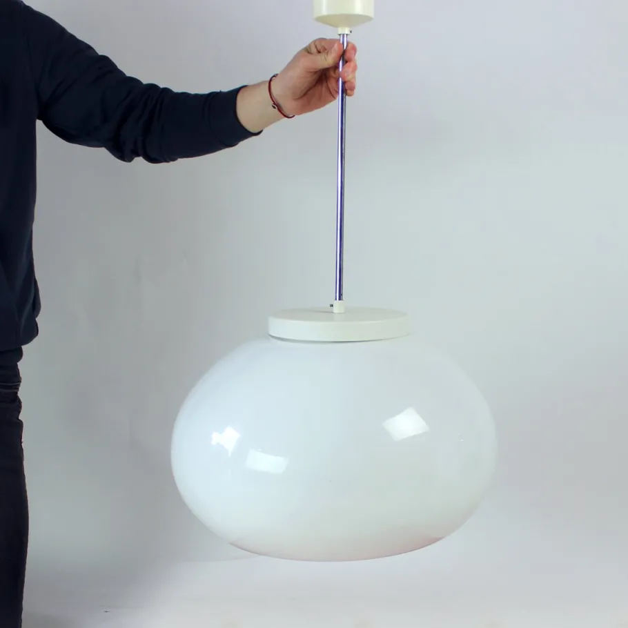 Sale Pamono Large White Opaline Ceiling Lamp, Former Czechoslovakia, 1960s