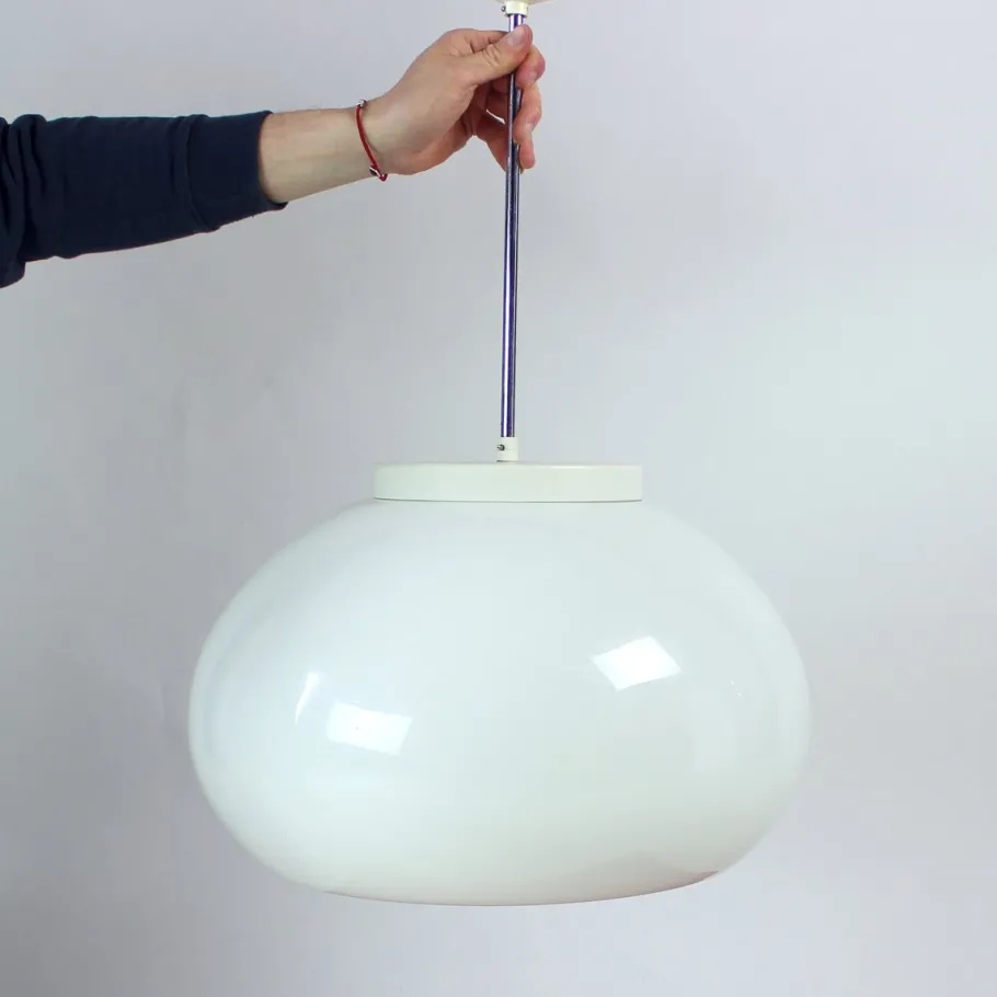 Sale Pamono Large White Opaline Ceiling Lamp, Former Czechoslovakia, 1960s