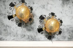 Sale Pamono Large Wrought Iron Sconces, 1970s, Set of 2
