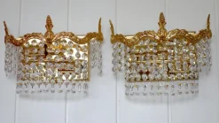 Hot Pamono Lead Crystal & Brass Wall Lights by Peris Andreu, 1960s, Set of 2