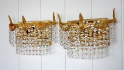 Hot Pamono Lead Crystal & Brass Wall Lights by Peris Andreu, 1960s, Set of 2