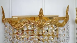 Hot Pamono Lead Crystal & Brass Wall Lights by Peris Andreu, 1960s, Set of 2
