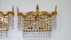 Hot Pamono Lead Crystal & Brass Wall Lights by Peris Andreu, 1960s, Set of 2