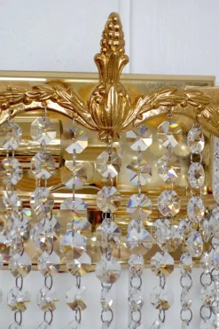 Hot Pamono Lead Crystal & Brass Wall Lights by Peris Andreu, 1960s, Set of 2