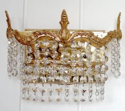 Hot Pamono Lead Crystal & Brass Wall Lights by Peris Andreu, 1960s, Set of 2