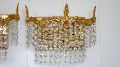 Hot Pamono Lead Crystal & Brass Wall Lights by Peris Andreu, 1960s, Set of 2